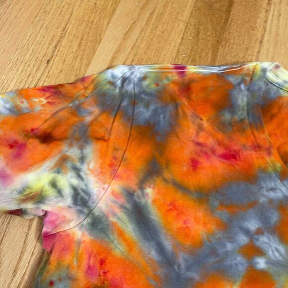 handmade tie dye unisex tshirt XL vneck silver orange galaxy - Picture 6 of 8